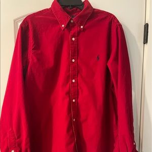 Men’s Ralph Lauren corduroy button down dress shirt red